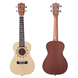 1. Ukelele concierto de 23’’ con una longitud de 60 cm. Este pack contiene además una funda de transporte, un afinador digital que funciona con varios instrumentos de cuerda y una correa para colgar el ukelele