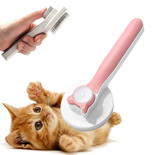 Cepillo par Perros Gatos, Autolimpiante Cepillos de Aseo para Mascotas Cepillos Para Mascotas Cepillos Perro Autolimpiante, Para Gatos Perros Masaje Cepillos Autolimpiantes (Rosado)