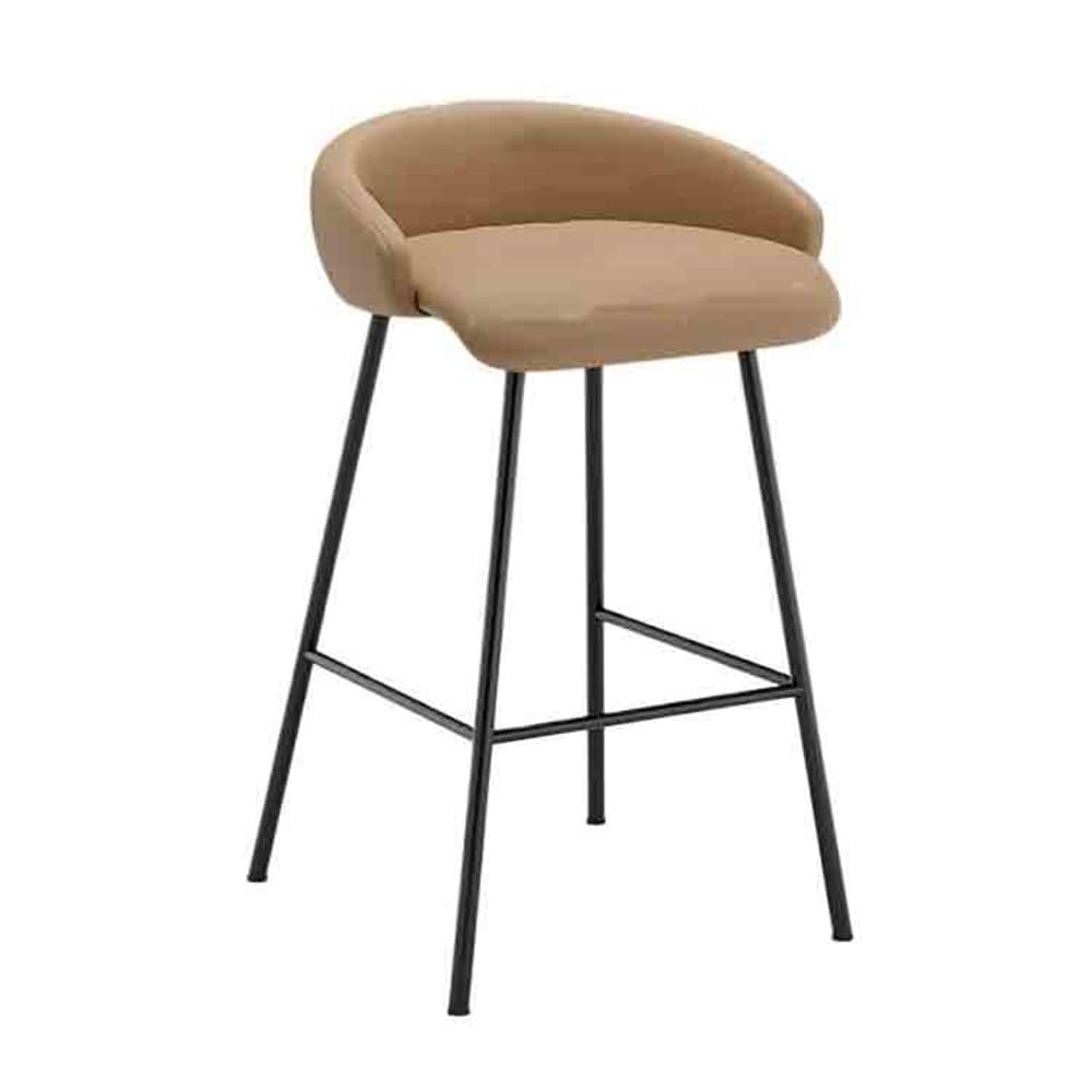 Tabouret haut beige pour îlot de cuisine au design scandinave épuré