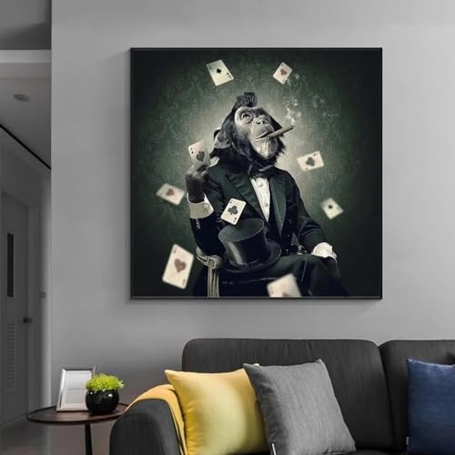 Impression singe fumer et jeu de carte pour sublimer un mur blanc vide