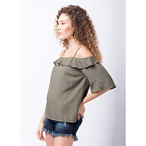 Bata tecido liso babado decote G