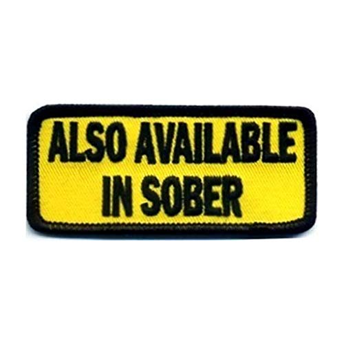 Image of Motohog Unique Embroidered Iron & Sew Patch (Also Sober, Yellow) 4X1.5 inches