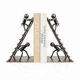 Black Decorative Bookends, Cast Iron Book Stand to Hold Books Heavy Duty, Book Stoppers for Home Decor, Office Desk, Living Room Decor