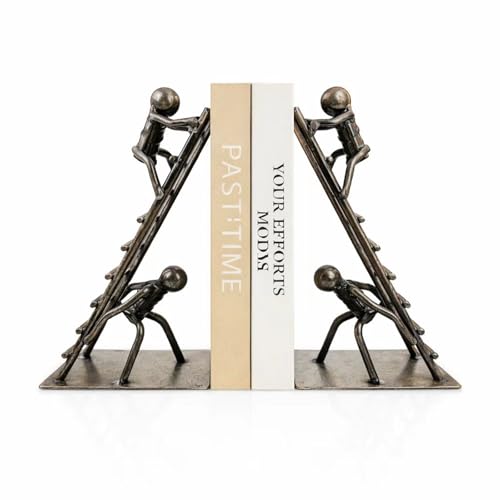 Black Decorative Bookends, Cast Iron Book Stand to Hold Books Heavy Duty, Book Stoppers for Home Decor, Office Desk, Living Room Decor