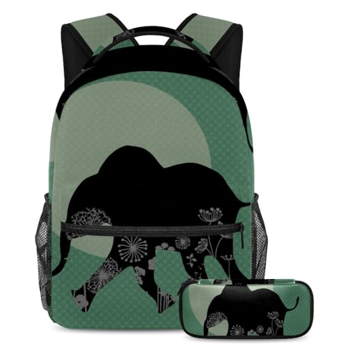Sac à dos scolaire motif éléphant et sa trousse assortie pour les trajets du collège au lycée