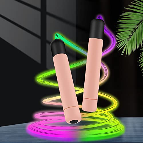Bertiveny Led Rainbow Jump Rope For Kids Light Up Exercise Jump Rope For Sport Interest Luminous Adjustable Skipping Ropes For Decompression Women Leisure Men Fitness (Pink) #TOP4
