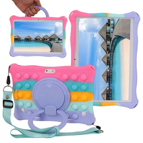 Housse silicone tablette Hoozo Touch 10 antichoc rotative rose