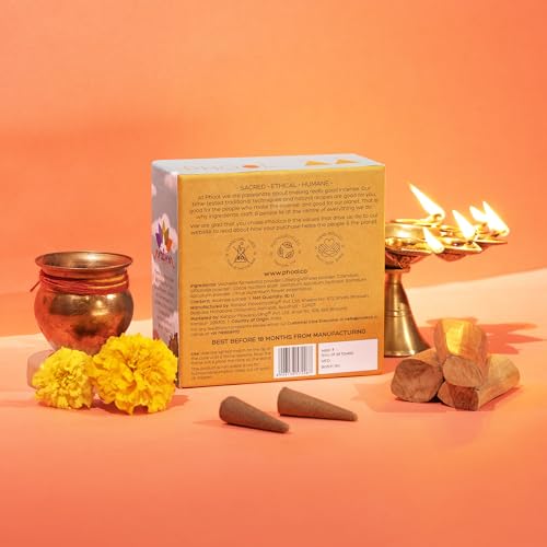 Image of PHOOL LUXURY INCENSE Ayodhya Incense Cones-Soumya Chandan Fragrance|Special Pooja Pack Flowers Offered At Ayodhya Temples|Pack Of 40 Dhoop Cones|No Charcoal&Chemical|Free Dhoop Stand Inside