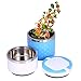 2 Strati Lunch Box, Thermos Termico Lunch Box con Contenitore di Cibo Caldo di Isolamento in Acciaio Inox, Thermos per Alimenti, per Neonati in Viaggio Campeggio (Blu)