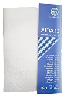 RTO Aida 16 Count White 39x45 cm, 100% Cotton, Cream, 24 x 17 x 1 cm