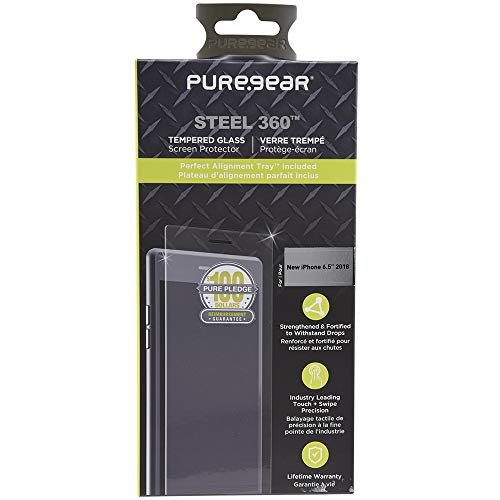 Puregear Steel 360 Tempered Glass Screen Protector For Iphone Xs Max 6.5" W/Easy Install Alignment Tray + Pure Pledge Program ($100 Reimbursement Toward The Repair Of Broken Screen Guarantee) #TOP5