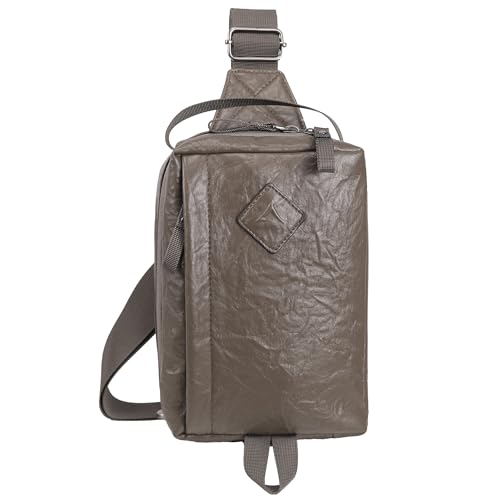 AOCINA Unisex Sling Bag Crossbody Fanny Pack for Men & Woman Vegan Leather Cross Body Purse Belt Backpack Travel Hiking(Vintage Khaki)