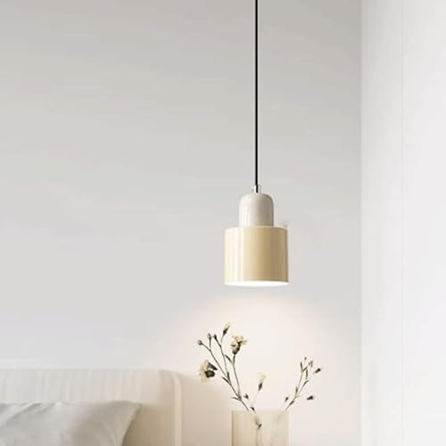 KAJYLFAST Nordic Glass Lampshade Pendant Light with E26/E27 Iron Art Base Pendant Lamp Single Heads Adjustable Suspension Wire Hanging Light(White) [2]