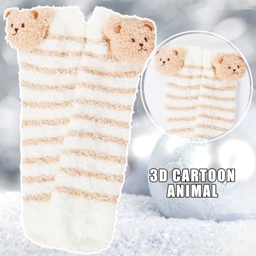 Image of Benefeet Sox Funny Animal Fuzzy Socks for Women Girls - Cute Fluffy Slippers, Cozy Warm Winter Plush Sleeping Socks