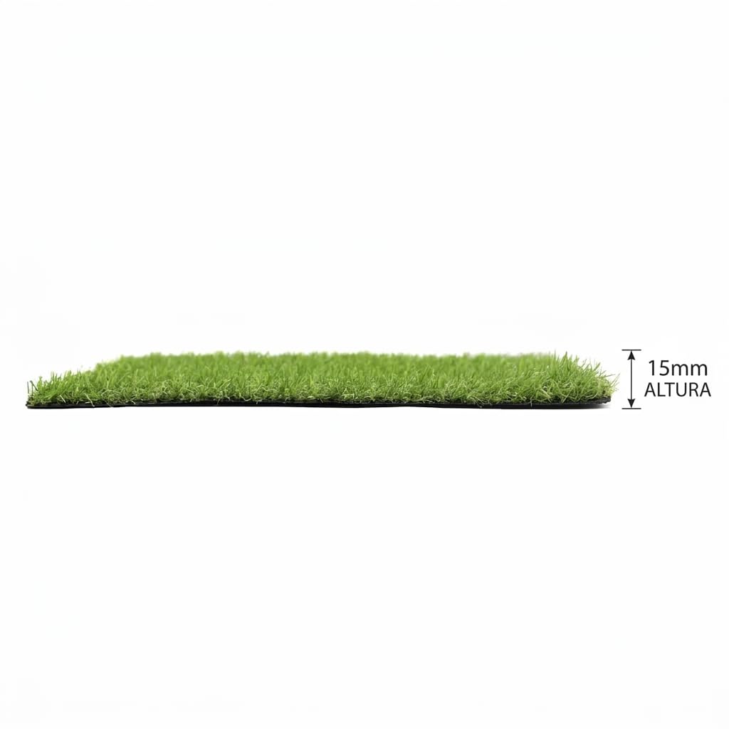 BONERVA | Césped artificial ESENCIAL 15mm | Varias Medidas | Rollo de césped artificial económico para terrazas, jardines y patios | Fácil instalación | (2x10 Metros)