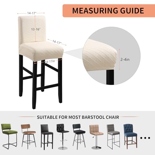 Fuloon Waterproof Bar Stool Covers 4 PCS, Stretch Chair Slipcover for Pub Tall Chair with Backs Counter Barstool Cover Removable Washable (Beige) - Image 5