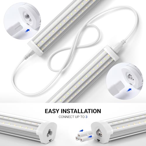 Image of Barrina 8FT LED Shop Light, 140W 17000LM 5000K, U-Shaped 3 Rows LED Garage Lights, Linkable, Hanging & Flush Mount, 8 Foot Commercial LED Shop Lights for Garage, Workshop, Kitchen, 6 Packs, Silver