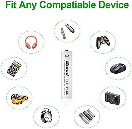 BONAI NI-MH AAA Rechargeable Batteries High Capacity 1100mah,1200 Cycles Recharge AAA Batteries,Pack of 24