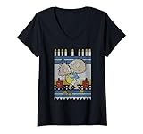 Rugrats Hanukkah Tommy & Dil Pickles Holiday Sweater T-Shirt avec Col en V