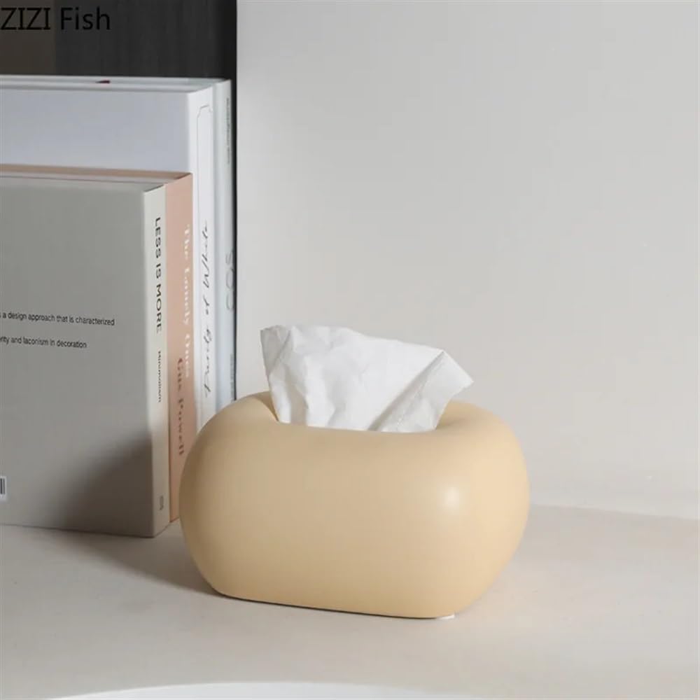 Kreatywne okrągłe narożne pudełko na chusteczki stolik kawowy dekoracja biurka minimalizm ceramiczne pudełko na chusteczki stolik nocny pokrowiec na ręcznik papierowy (delikatny żółty)