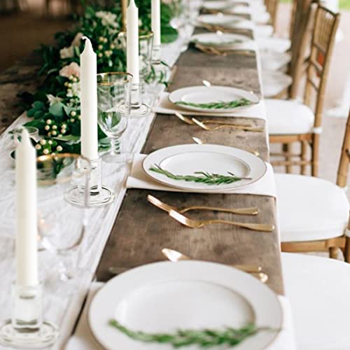 Glass Taper Candle Holders- Fireplace Table Centerpiece Clear Candlestick Holders - Set Of 6 #TOP5