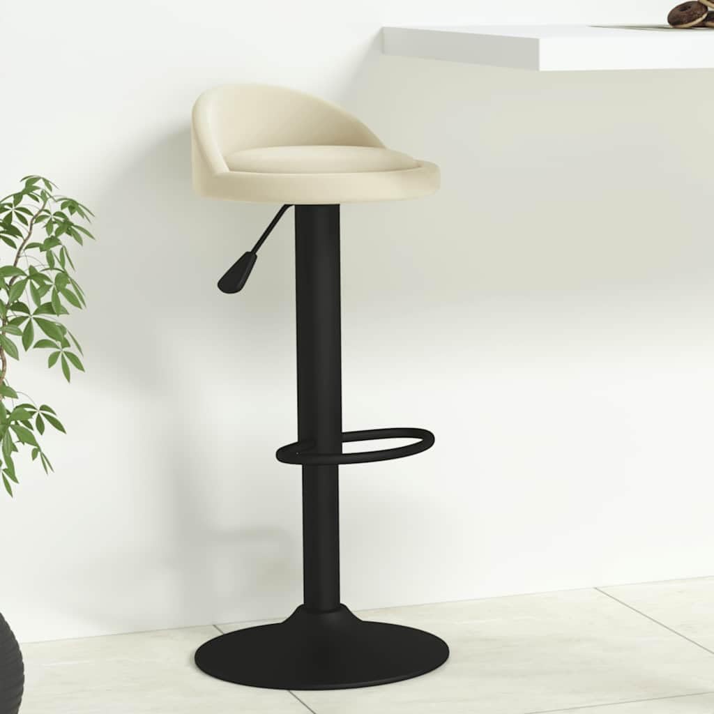 Hothingwell - Taburete de bar, color crema aterciopelado, silla de encimera, regulable en altura con mecanismo de gas, giratorio de 360°, Reposapiés integrado, Base de acero resistente, carga máxima