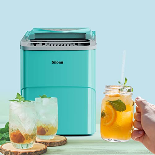 Silonn Ice Makers Countertop, 9 Cubes Ready In 6 Mins, 26Lbs In 24Hrs, Self-Cleaning Ice Machine With Ice Scoop And Basket, 2 Sizes Of Bullet Ice For Home Kitchen Office Bar Party #TOP6