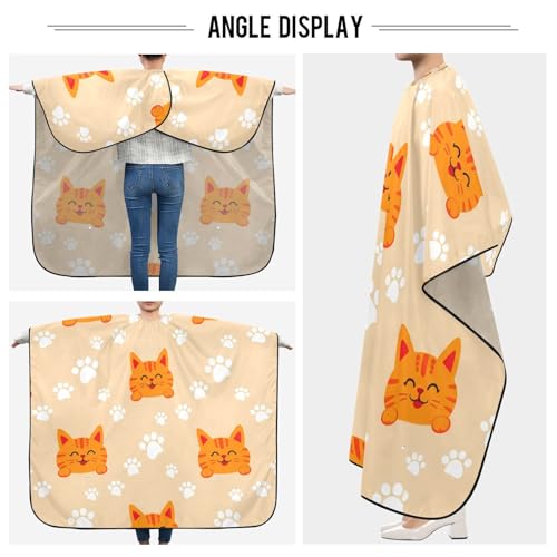 Capa para Corte de Pelo Qilmy con Gatos Naranja, Impermeable miniatura 4
