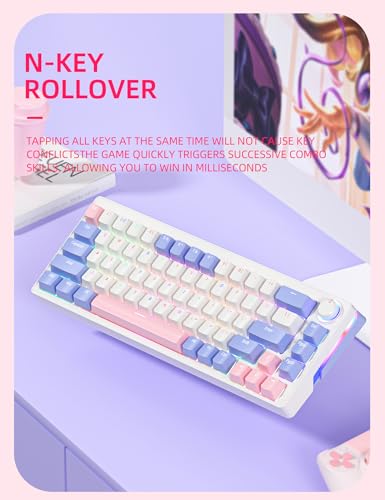 Image of ZIFRIEND Mechanical Gaming Keyboard - 68-Key Compact Layout with RGB Backlit, Ergonomic Design, Hot-Swappable Switches, Colorful Lighting Effects, and Volume Knob