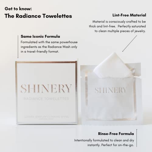 Shinery Radiance Towelettes, Jewelry Cleaning Cloth Wipe With No Rinse Required For On The Go, One Pack Of 10 #TOP3