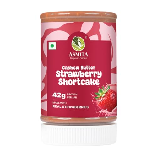 Image of Asmita Organic Farms Strawberry Cashew Butter 250g | Made with Real Strawberries | Naturally Sweetened | High-Protein | Vegan & Gluten-Free | No Preservatives | Rich & Creamy Nut Butter Spread