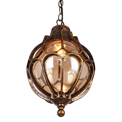 LNPTAL Retro Industrial Aluminum Glass Ball Rainproof Exterior Wall Chandelier Outdoor Waterproof Ceiling Chandelier Ceiling Lamp E27//E26 Mediterranean Style Courtyard Chandelier Lighting