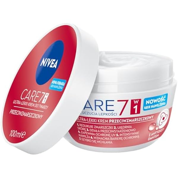 NIVEA CARE 7W1 Lekki przeciwzamarszczkowy krem nawilżający do twarzy z antyoksydantami i filtrem SPF, 100 ml