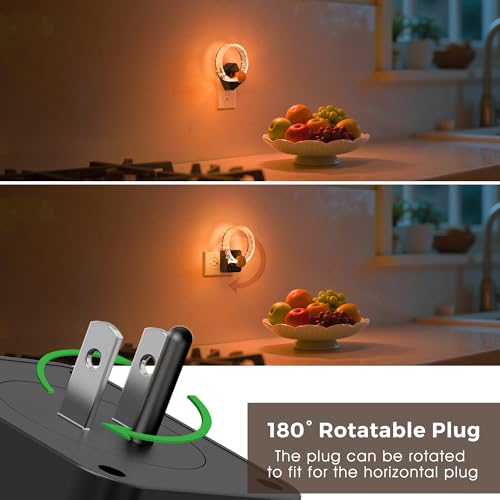 Image of L LOHAS LED Night Lights Plug into Wall, Changing RGB Night Light with Dusk to Dawn Sensor, 180 Rotatable Bubble Nightlight Plug in Wall for Halloween, Christmas, Holiday, Hallway