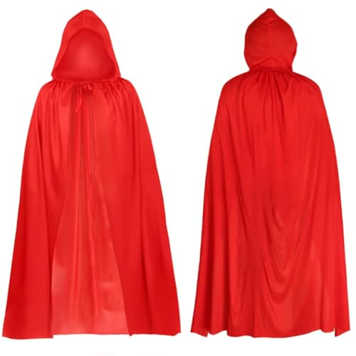 Roter Umhang Mit Kapuze 120cm Länge Vampir Umhang Für Halloween Kostüm Rollenspiel Und Thematische Partys Bequemes Design Für Junge und Mädchen