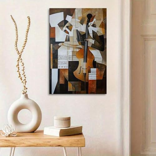 Peinture à l'huile sur toile musique abstraite TONGYINLI avec cadre