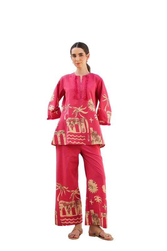 jisora Women's Pink Printed Cotton Co-ord Set-picture-33