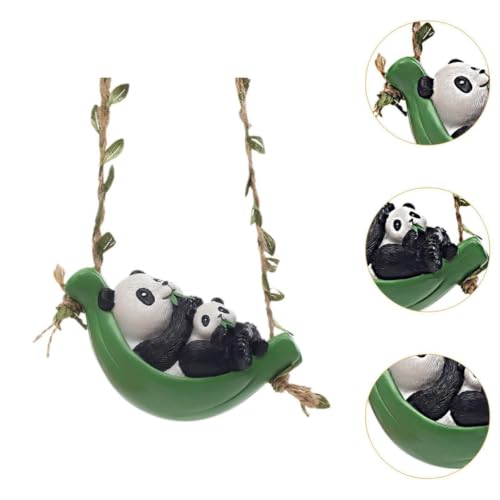 Image of The Decorshed Cute Panda Couple Swing Hanging Decor - Pack of 1 | Adorable Resin Showpiece for Home Dcor | Romantic Panda Figurine for Living Room, Bedroom, Gift Item