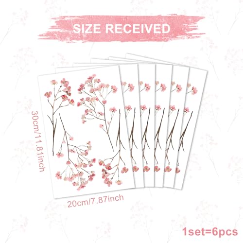 Vinilos decorativos florales rosas, set de 6 piezas miniatura 2
