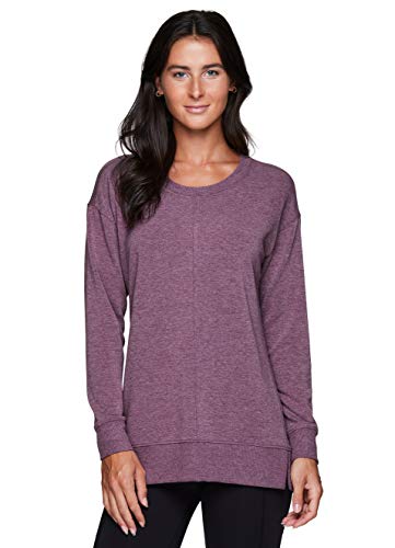 RBX Active Women's Fashion Relaxed Everyday Lightweight French Terry Sweater Pullover Sweatshirt F20 Berry Purple S