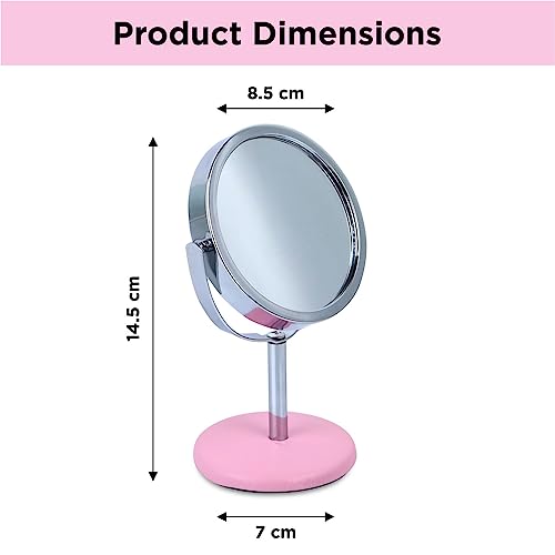 Image of NFI essentials Pack of 2 Dressing Table Cosmetic Makeup Mirror with Stand, Mirror for Multipurpose Tabletop Vanity Mirror Shaving Mirror Bathroom Mirror Magnifying Mirror Standing Mirror