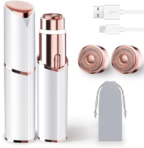 Facial Hair Removal for Women, Electric Rechargeable Painless Hair Remover for Face, Upper Lips, Chin, Peach Fuzz, with LED Light