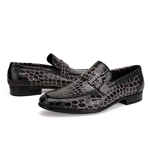 Image of Premium Dress Shoes for Men, Classic Alligator Printed Business Leather Dress Slip on Loafer Shoes for Mens