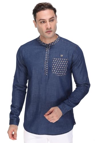 Image of Kuons Avenue Men's Cotton Solid Tailored Henley Shirt