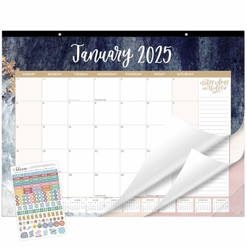 bloom daily planners 2025 Desk Calendar - 21" x 16" Large Monthly Organizer Pad with Stickers (January 2025 - December 2025) Desktop Blotter - Watercolor