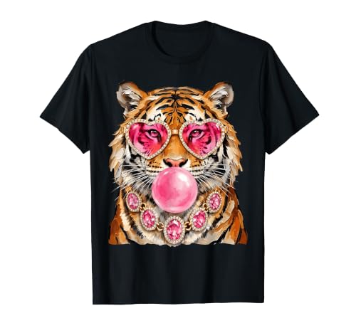 Cool Tiger Roar Leopard Sunglasses Funny Glam Tiger T-Shirt