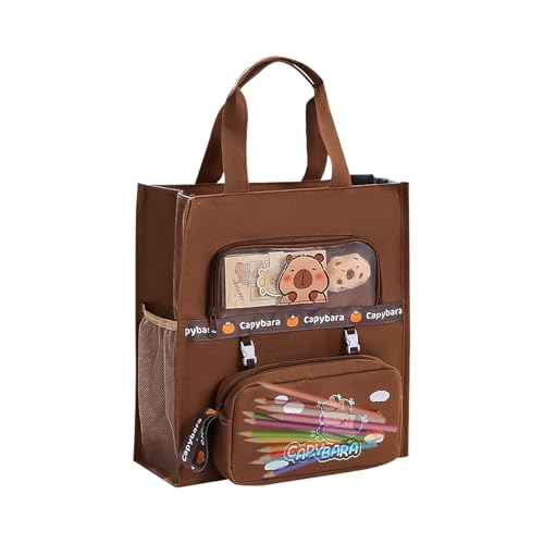 School Tote Bag - Capybara Canvas Tote Bag | Canvas Capybara Case Animal Tote Bags | Canvas Storage Document Bags | Portable Tra