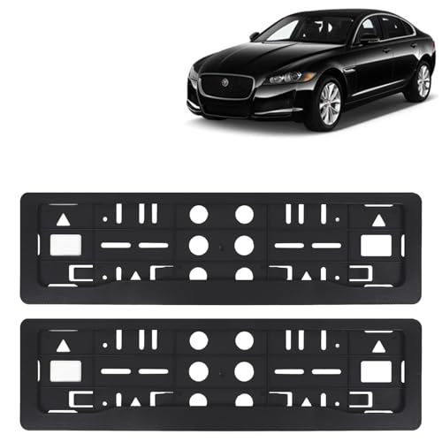 Image of KINGSWAY XF Car Number Plate Frames for All 2020 Onwards Models of Jaguar Car Registration Plate Holders, Black Licence Plate Covers (Front and Rear), Universal Size 51.5 x 14.5 cm