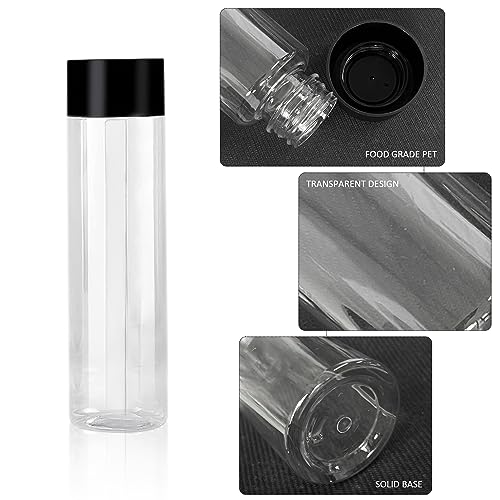 LSYYSL Four 16OZ(500ml) Transparent Cylindrical Plastic Juice Bottles, One Fruit Sticker, Reusable Milkshake Bottle - Image 3