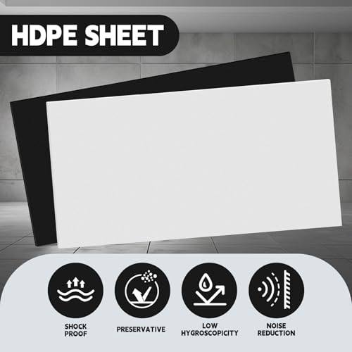 Image of Threehoney 2 Pcs White and Black HDPE Sheet 1 /4 inch Thick 24 x 48 Inch, HDPE Plastic Sheet High Density Polyethylene Board Flexible Solid Plastic Block for DIY Projects Crafts Machining Home
